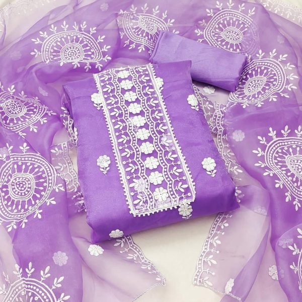 Finest Organza Dress Material With Duptta For Women Color Set Matching Dress Material Wholesale