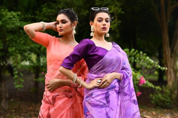 Floral Print Organza Silk Saree Organza Sarees Wholesale