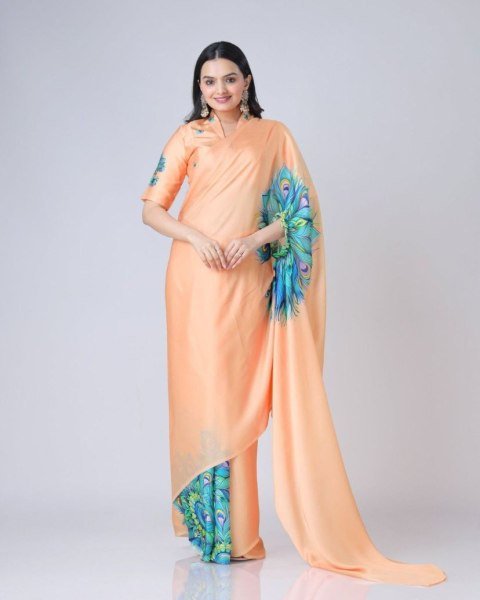 Floral Printed Georgette Saree With Blouse for Festive Wear 