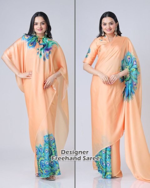 Floral Printed Georgette Saree With Blouse for Festive Wear Ready To Wear Saree 