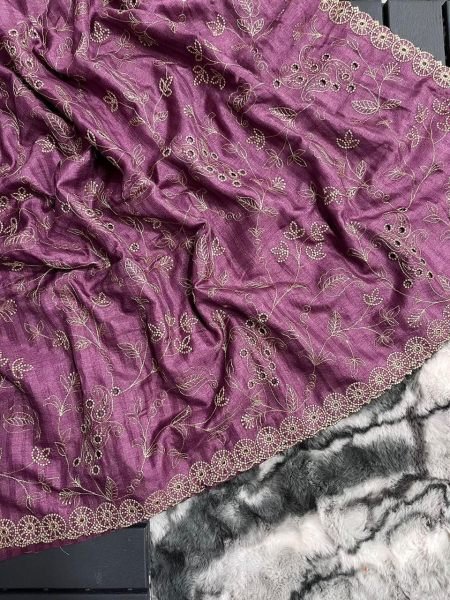 Floral Printed Pure Soft Silk Saree With Beautiful Thread Handwork  Silk Sarees Wholesale