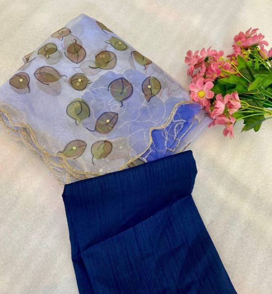 Flower Printed Soft Organza Saree Organza Sarees Wholesale