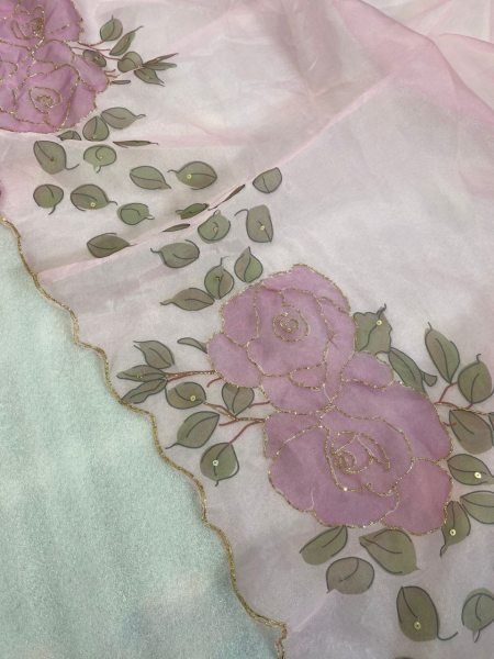 Flower Printed Soft Organza Saree Organza Sarees Wholesale