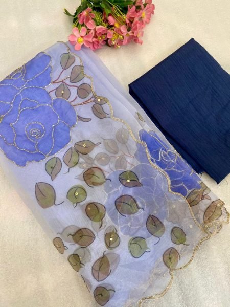 Flower Printed Soft Organza Saree Organza Sarees Wholesale