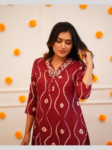 For Special Occation Women Rayon Kurti With Pant  Kurti With Bottom Wholesale