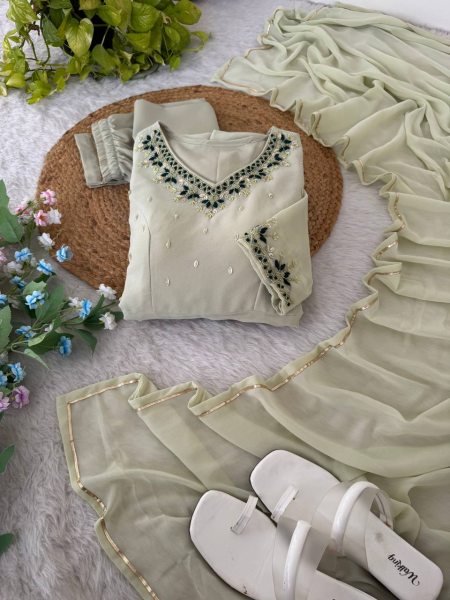 Fox Georgette Anarkali Gown with Khatli Work & Gotta Dupatta Party Ready Look Anarkali Kurtis 