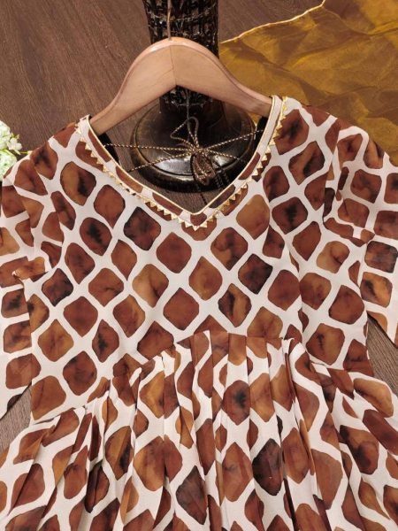 Fox Georgette Digital Printed Gown With Dupatta Kurti With Dupatta Wholesale