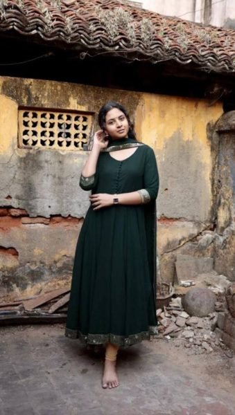 Fox Georgette Gold Printed Border Gown With Dupatta Kurti With Dupatta Wholesale