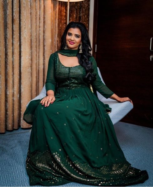 Dark Green Fox Georgette Gown Pant   Dupatta With Embroidery Work Ready To Wear Collection