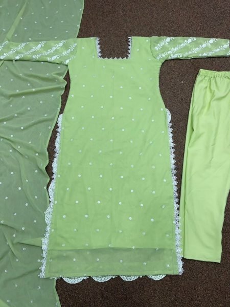 Georgette With Embrodery Work Stright Cut Suit Ready To Wear Collection