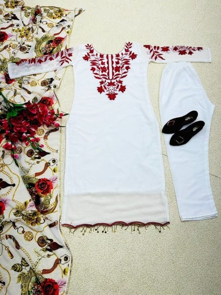 Fox Georgette Kurti Pant With Dupatta Ready To Wear Collection