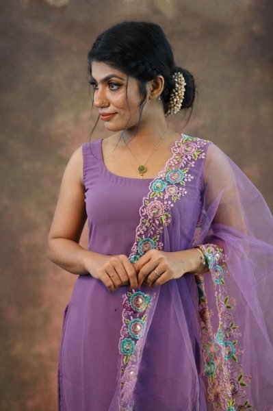 Fox Georgette Kurti Pant With Embroidery Work Dupatta 3 Piece Kurti Set