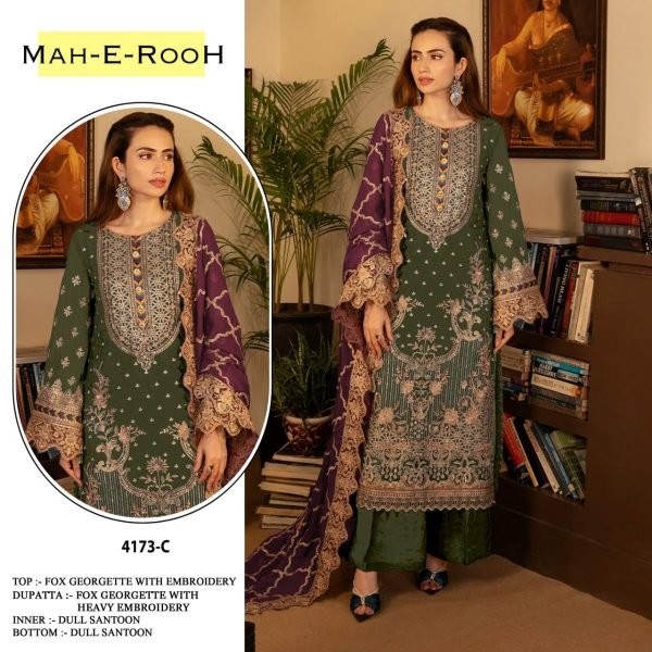 Fox Georgette   Santoon Silk Set Multi Thread Embroidered Pakistani Salwar Suit Buy From Wholesaler Pakistani Suits Wholesale