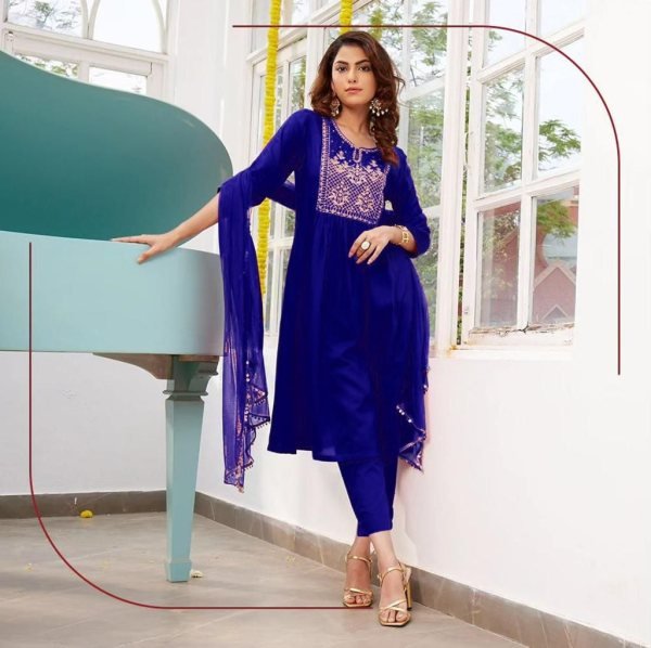 fox Georgette With Embrodery Design Kurti Set 3 Piece Kurti Set