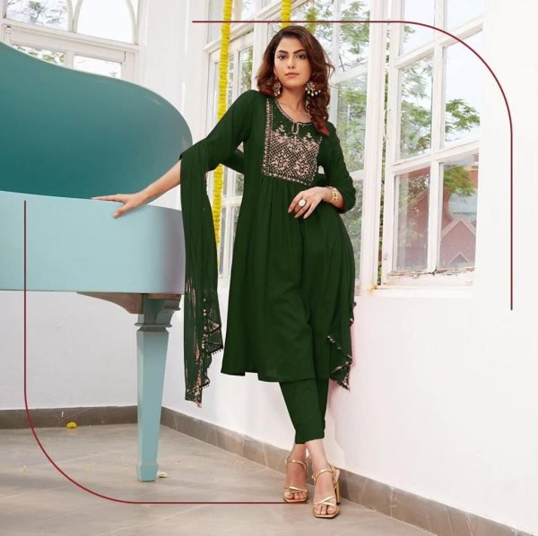 fox Georgette With Embrodery Design Kurti Set 3 Piece Kurti Set
