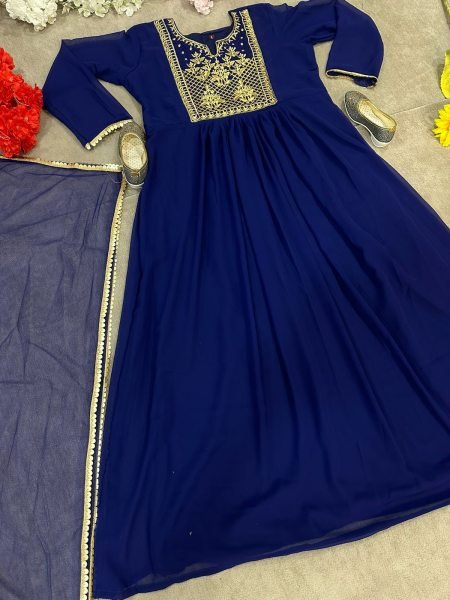 fox Georgette With Embrodery Design Kurti Set 3 Piece Kurti Set