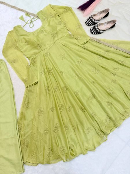 Fresh Tabby Organza Anarkali with Heavy Flair and Butterfly Net Dupatta for Bulk Buyers Anarkali Kurtis 