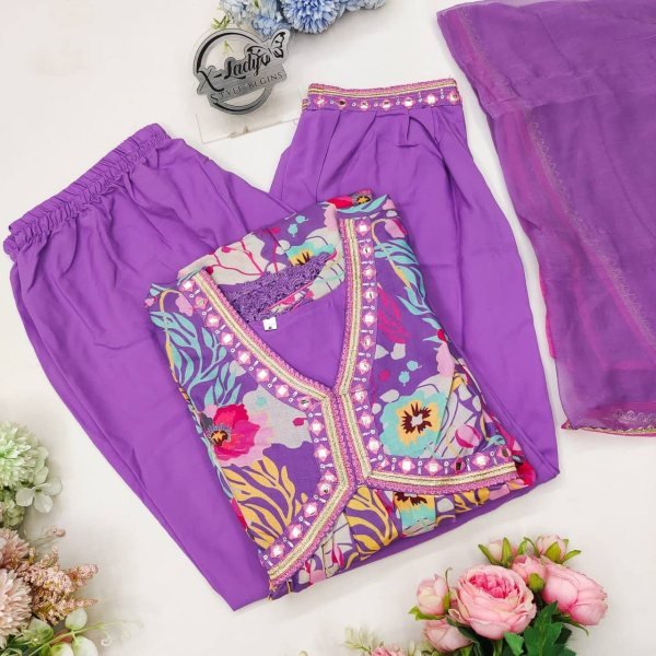 Full Flair Anarkali Printed Salwar Kurti Pant And Dupatta 3 Piece Kurti Set