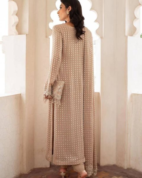 Full Length Fox Georgette Kurti Set Designer Handwork &  Scalloped Sleeves Partywear Straight Cut at Affordable Price  Straight Cut Long Kurtis
