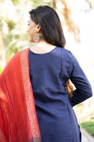 Full Stitched Ethnic Cotton Set With Dupatta  3 Piece Kurti Set