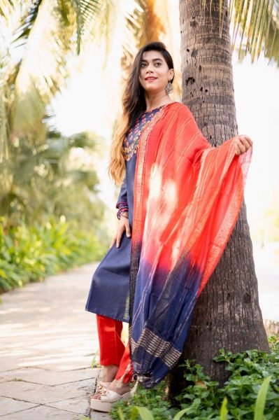 Full Stitched Ethnic Cotton Set With Dupatta  3 Piece Kurti Set