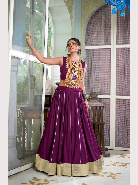 Fully Stiched For Festival Seasons Rayon Lehenga Choli With Gamthi Work  Navratri Lehnega Choli