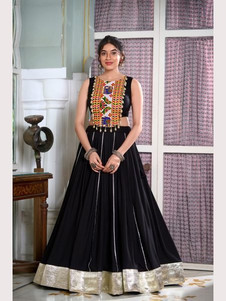 Fully Stiched For Festival Seasons Rayon Lehenga Choli With Gamthi Work  Navratri Lehnega Choli