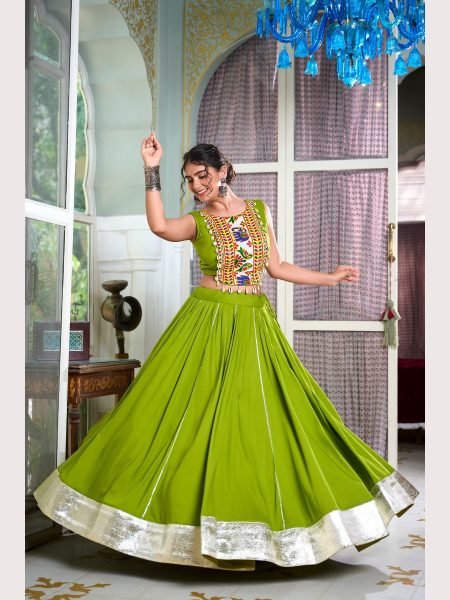 Fully Stiched For Festival Seasons Rayon Lehenga Choli With Gamthi Work  Navratri Lehnega Choli