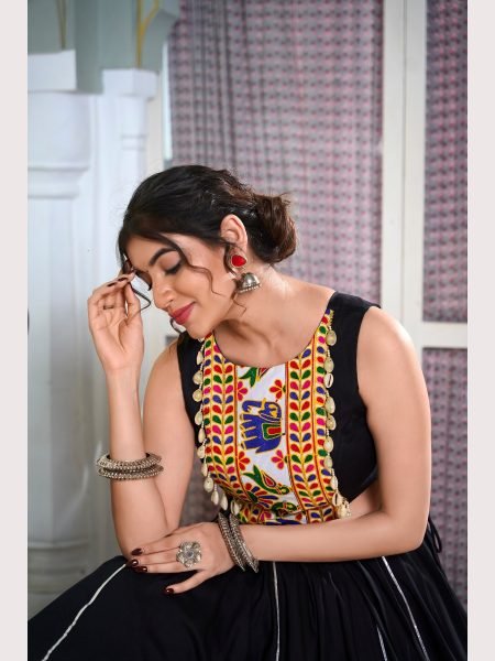 Fully Stiched For Festival Seasons Rayon Lehenga Choli With Gamthi Work  Navratri Lehnega Choli