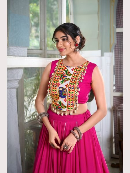 Fully Stiched For Festival Seasons Rayon Lehenga Choli With Gamthi Work  Navratri Lehnega Choli