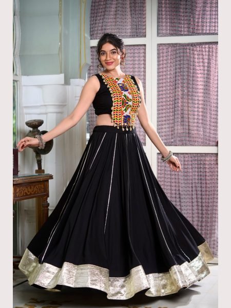 Fully Stiched For Festival Seasons Rayon Lehenga Choli With Gamthi Work  Navratri Lehnega Choli