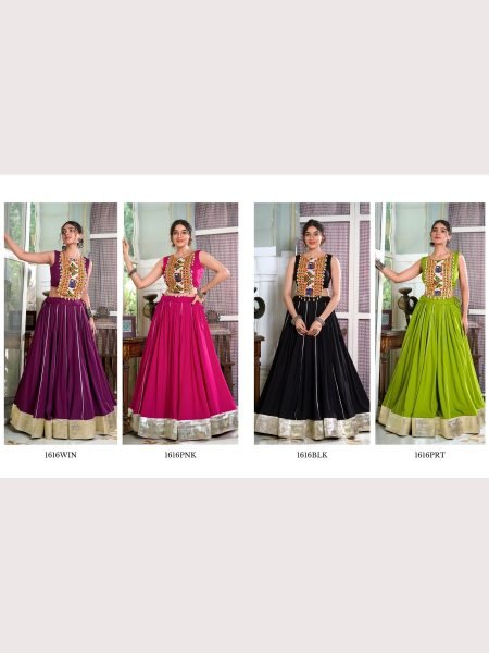 Fully Stiched For Festival Seasons Rayon Lehenga Choli With Gamthi Work  Navratri Lehnega Choli