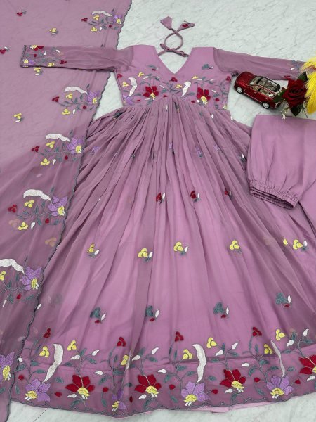 Fully Stitched Designer Gown Set Fox Georgette Festive and Wedding Edit Georgette Kurti 