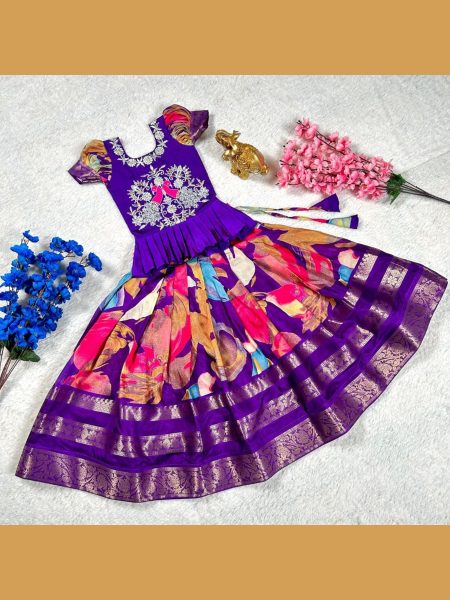 Fully Stitched Embroidery Work Girls Lehenga Choli Collection  Girls Wear