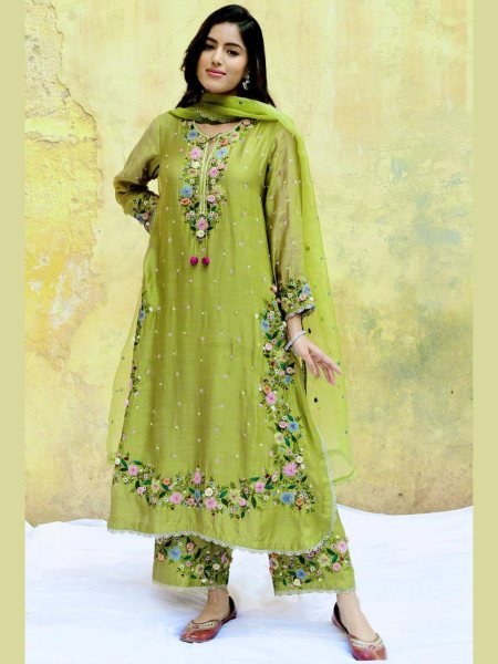 Fully Stitched Georgette Top &  Plazzo Set Sparkling Elegance with Designer Dupatta  Straight Cut Long Kurtis