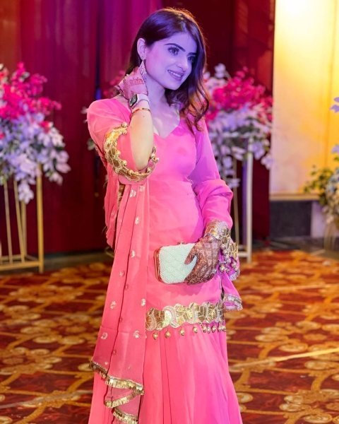 Fully Stitched Heavy Chinnon Silk Sharara Outfit with Embroidered Dupatta For Women Ready To Wear Collection