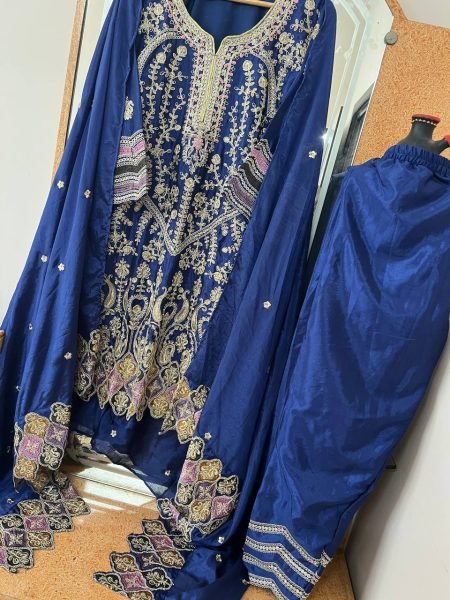 Fully Stitched Heavy Pure Chinon Silk suit Set with Embroidered Dupatta   Sequins Work Wedding  Party   Festive Outfit  Ready To Wear Collection