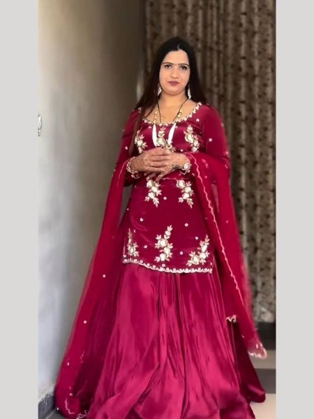 Fully Stitched Natural Crepe Silk Lehenga Set with Hand Bead ,Zari Sequence Embroidery Designer Ready to Wear Collection for Women & Girls  