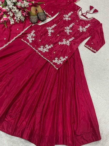 Fully Stitched Natural Crepe Silk Lehenga Set with Hand Bead ,Zari Sequence Embroidery Designer Ready to Wear Collection for Women & Girls  Ready To Wear Collection