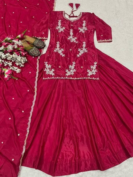 Fully Stitched Natural Crepe Silk Lehenga Set with Hand Bead ,Zari Sequence Embroidery Designer Ready to Wear Collection for Women & Girls  Ready To Wear Collection