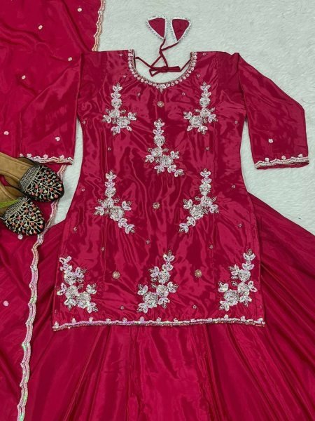Fully Stitched Natural Crepe Silk Lehenga Set with Hand Bead ,Zari Sequence Embroidery Designer Ready to Wear Collection for Women & Girls  Ready To Wear Collection