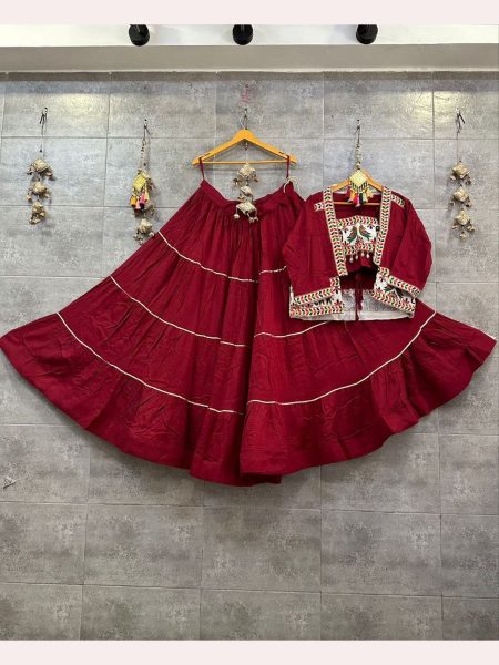 Fully Stitched Navratri Special Reyon Cotton Lehenga Choli  Navratri Lehnega Choli