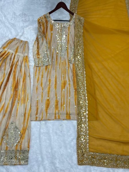 Fully Stitched Pure Chinnon Silk With Digital Print Patiala Suit Set With Handwork Dupatta Ready To Wear Collection