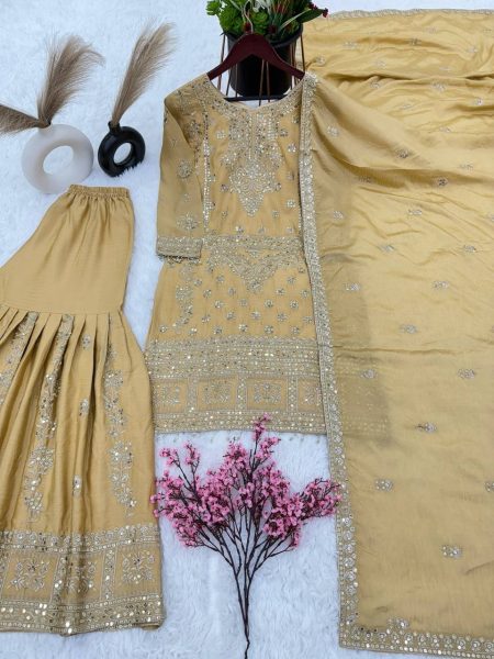 Fully Stitched Pure Chinon Silk Suits  Ready To Wear Collection