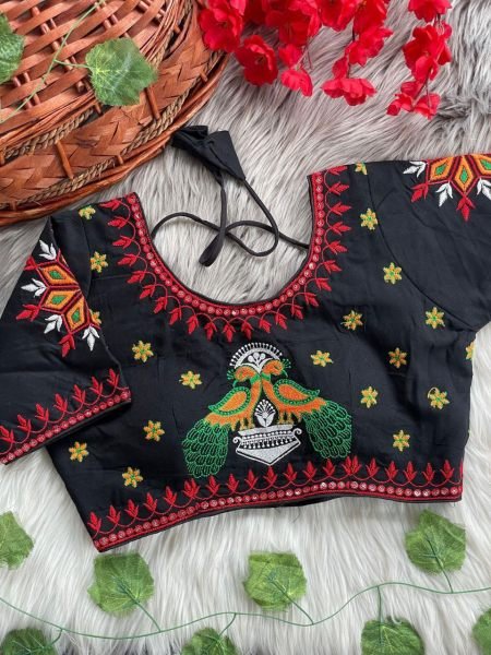Fusion Fest Embroidered Back- Open Blouse with Real Mirror  & Shell Detailing Blouse Collection