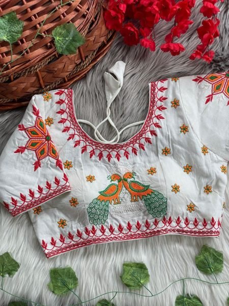 Fusion Fest Embroidered Back- Open Blouse with Real Mirror  & Shell Detailing Blouse Collection