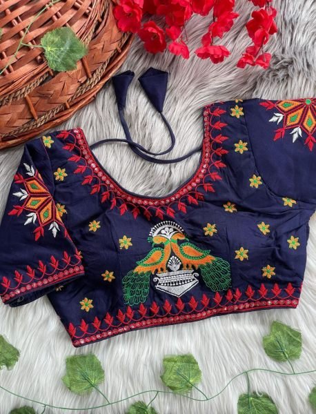 Fusion Fest Embroidered Back- Open Blouse with Real Mirror  & Shell Detailing Blouse Collection