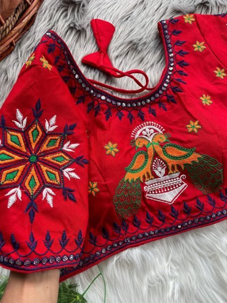 Fusion Fest Embroidered Back- Open Blouse with Real Mirror  & Shell Detailing Blouse Collection