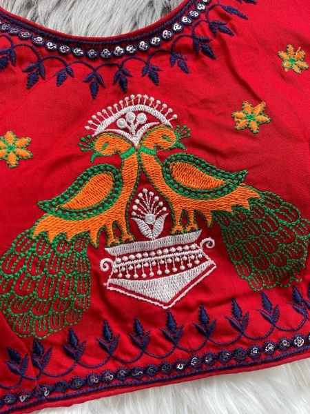 Fusion Fest Embroidered Back- Open Blouse with Real Mirror  & Shell Detailing Blouse Collection