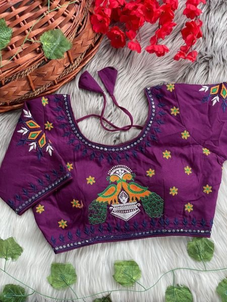 Fusion Fest Embroidered Back- Open Blouse with Real Mirror  & Shell Detailing Blouse Collection